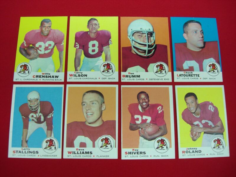 Vintage 1969 Topps St. Louis Cardinals football card lot of 8