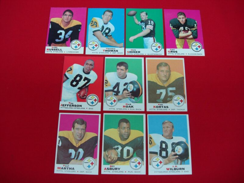 Vintage 1969 Topps Pittsburgh Steelers Football Card Lot (10 EX/BTR)