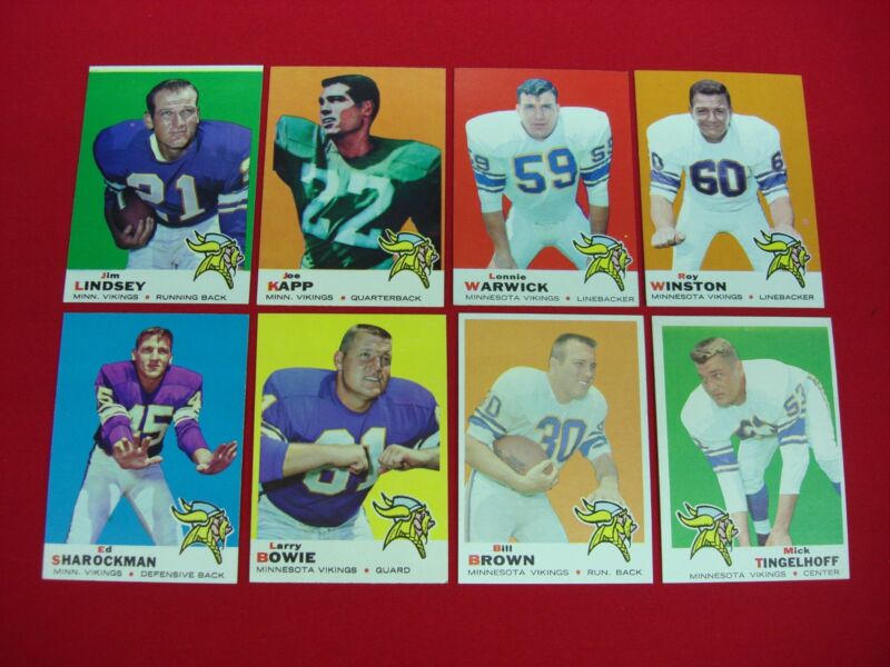 1969 Topps Football Vikings Card Lot (8 Cards)