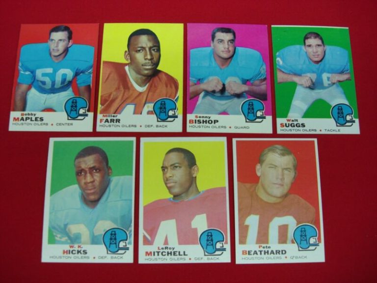 Vintage 1969 Topps Football Houston Oilers Card Lot of 7 (EX/BTR)