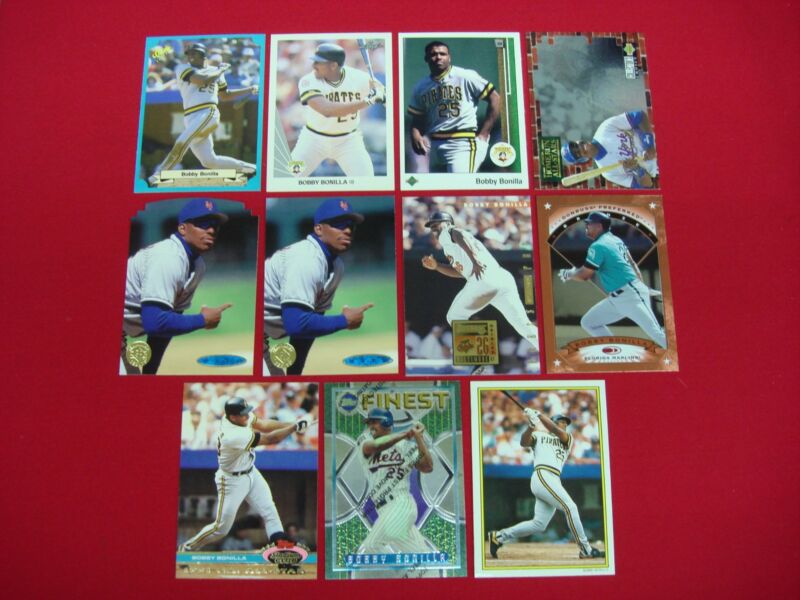 Lot of 11 rare Bobby Bonilla baseball cards featuring parallels, inserts, and foils
