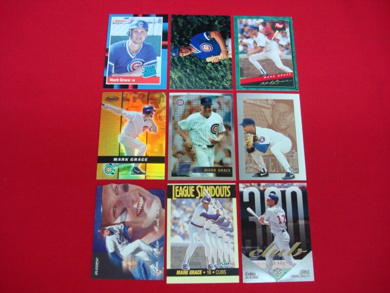 Mark Grace Chicago Cubs Baseball Card Lot - 10 RCs, Die-Cuts & Chrome Inlay