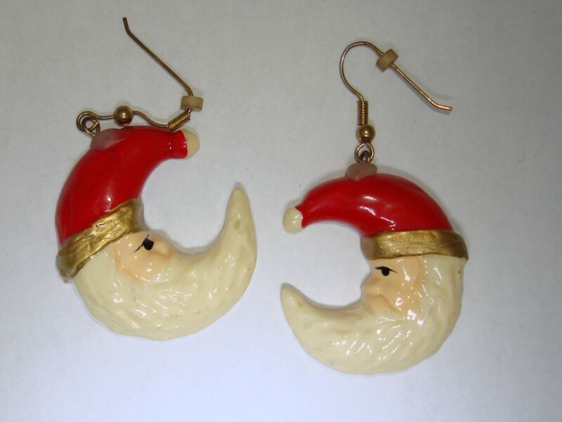 Vintage 1980s Santa Claus pierced earrings