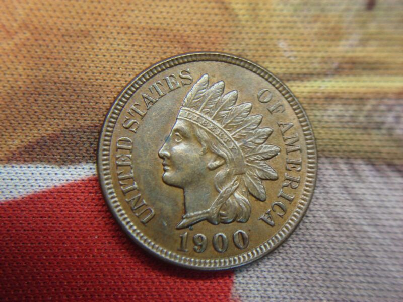 1900 Indian Head Cent - AU/UNC, Beautiful Brown Finish