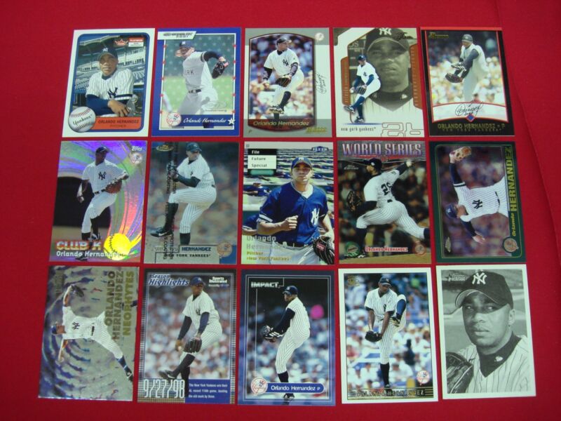 Orlando Hernandez Yankees Baseball Card Lot