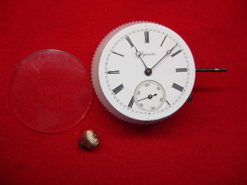 Vintage Agassiz pocket watch movement in a 14K gold case, for parts or repair.