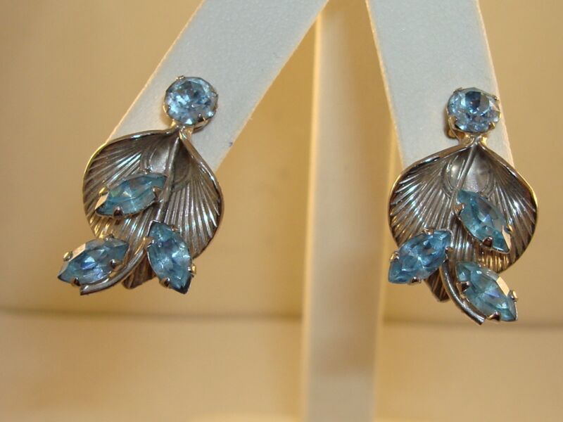 Vintage Van Dell sterling silver rhinestone earrings, 1950s era