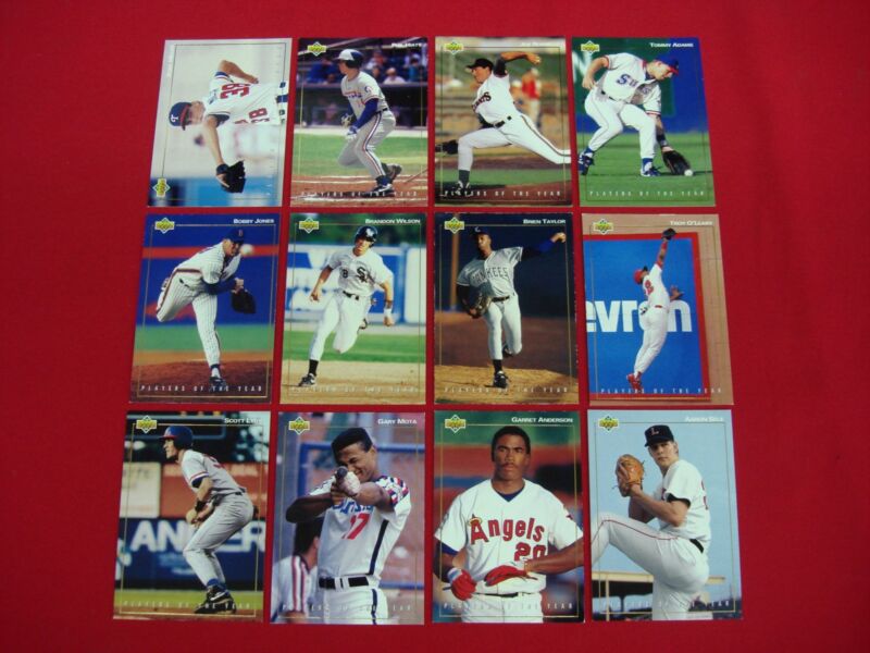 12-card lot of 1992 Upper Deck Minor League Baseball cards featuring Garret Anderson and Aaron Sele