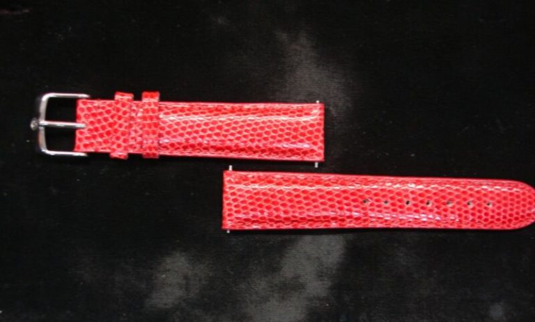 New Michele 18mm Red Lizard Watch Strap