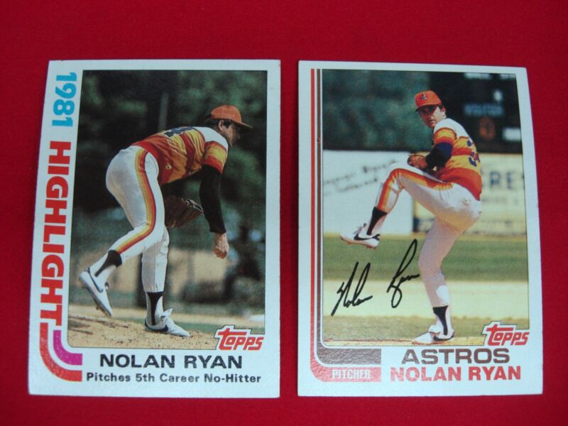 Vintage 1982 Topps Nolan Ryan Baseball Cards - Base #90 & Highlight #5 Astros