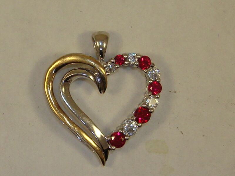 Sterling Silver & 10K Gold Pink & White Topaz Heart Pendant (1+ CTW)