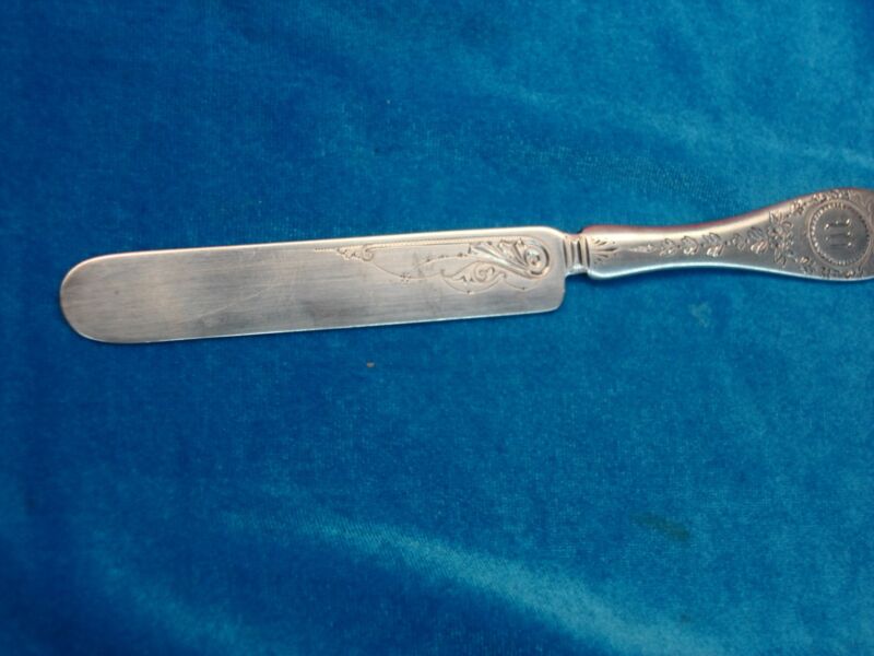 Antique sterling silver dinner/butter knife by Bigelow, Kennard & Co. Monogrammed 'W'