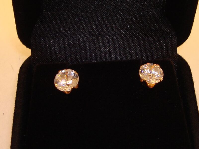 14K gold screw back earrings with sparkling CZ stones