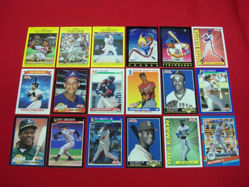 1991 baseball cards featuring Ken Griffey Jr. from Fleer, Score, and Donruss brands.