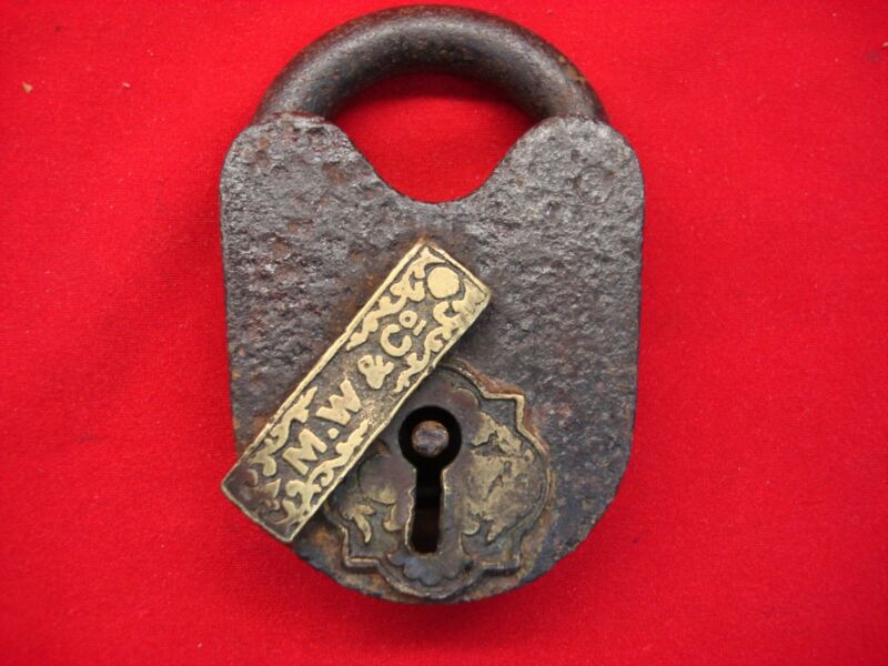 Vintage antique steel padlock by M.W. & Co.