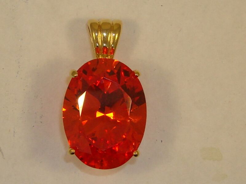 Orange CZ Gold Vermeil Sterling Silver Pendant