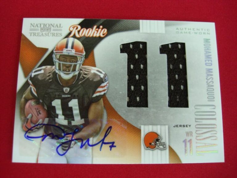 Mohamed Massaquoi Autographed Jersey Card | 2009 Panini National Treasures | Cleveland Browns #43/50