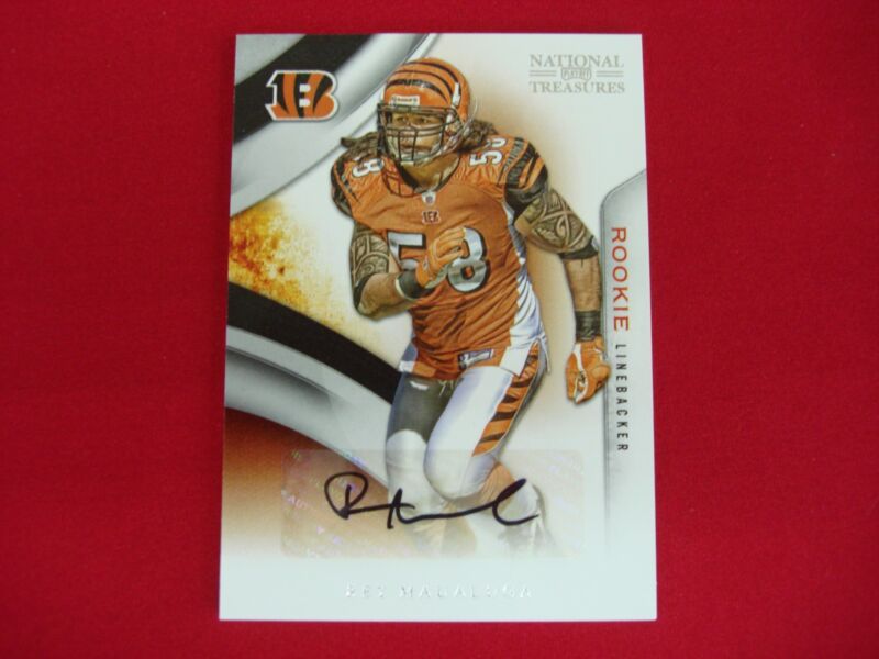 2009 Panini National Treasures Rey Maualuga Autographed Football Card #175 - Serial #66/99 (PSA Graded)