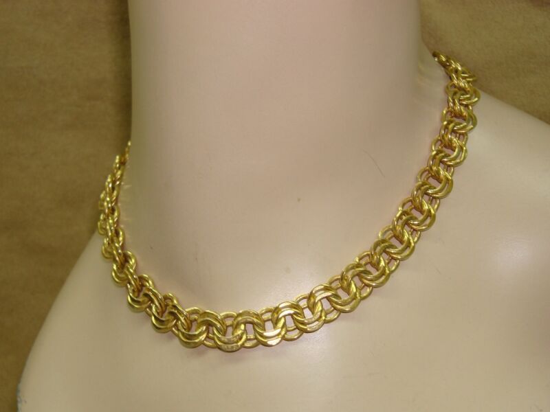 Vintage Hobe gold tone double link choker necklace