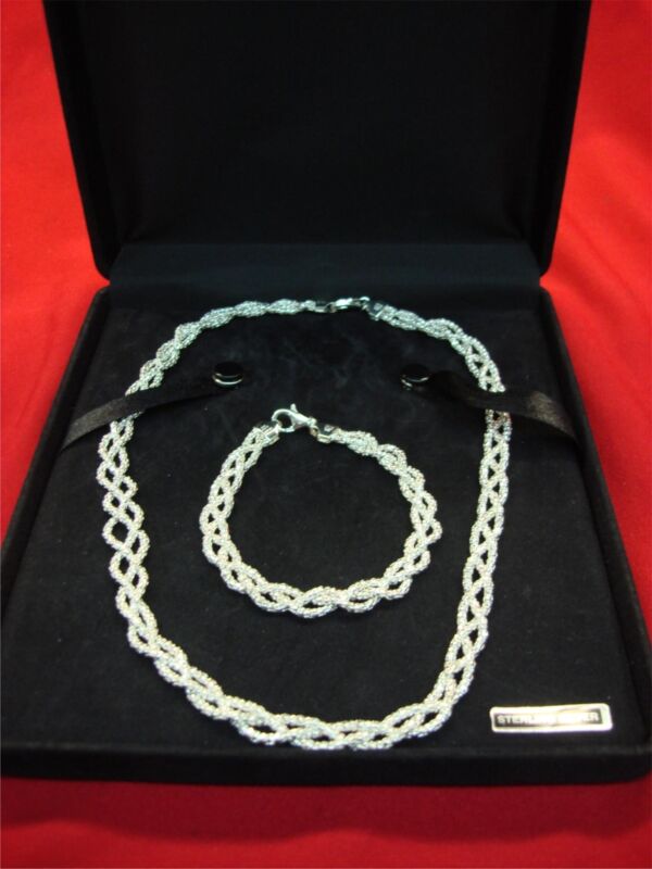 Milor Sterling Silver Braided Necklace & Bracelet Set
