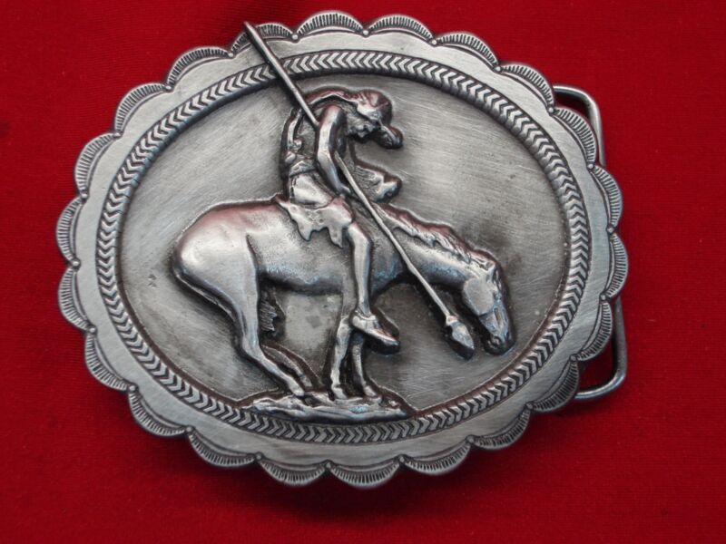 Vintage 1982 Siskiyou Buckle Co. American Indian Western Belt Buckle