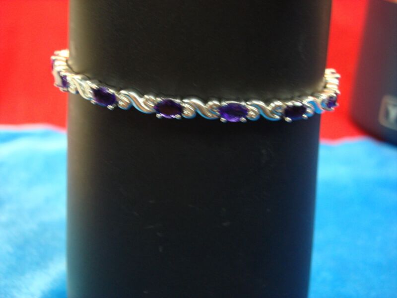 Sterling silver amethyst bracelet with oval amethysts