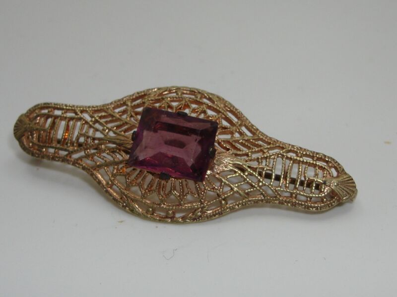 1930s vermeil amethyst pin or brooch