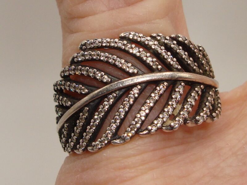 Pandora sterling silver light as a feather ring with cubic zirconia - size 6.5