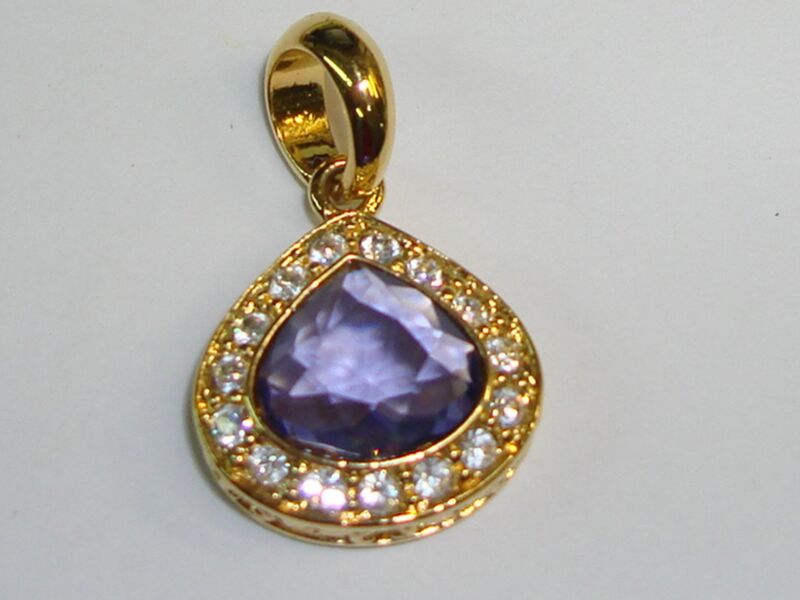 Vintage Nolan Miller gold-tone amethyst and CZ pendant