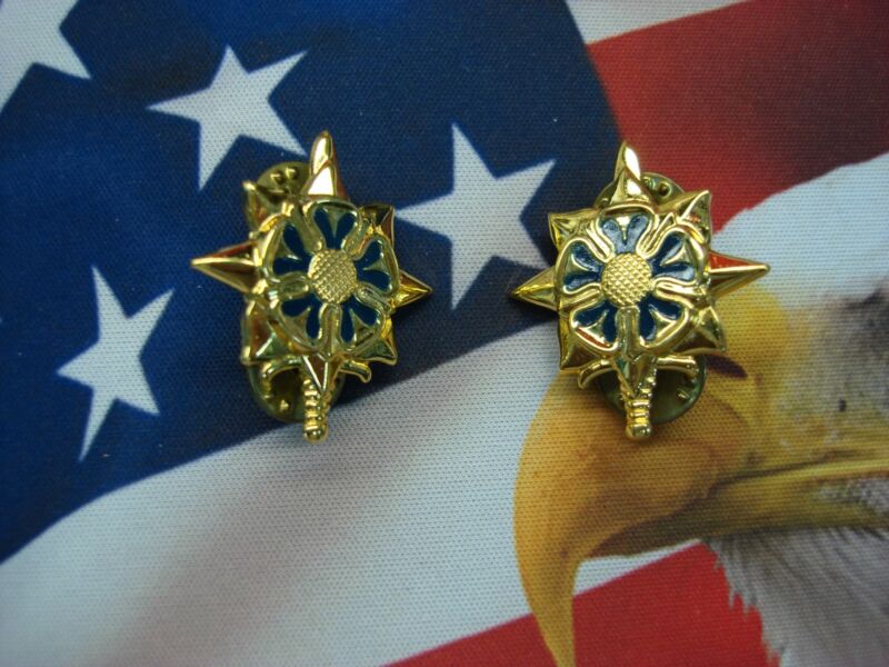 Vintage US Army Intelligence Lapel Pins, Gold-Plated
