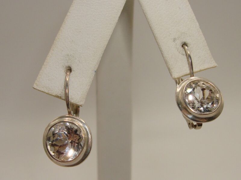 Sterling silver cubic zirconia lever back earrings (4ctw) by ESPO - pre-owned, excellent condition