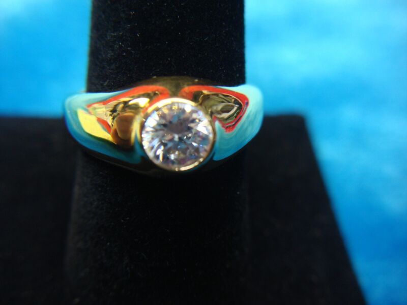 Men's PARK LANE San Marco 18K Gold Plated Ring with 7mm CZ - Size 10