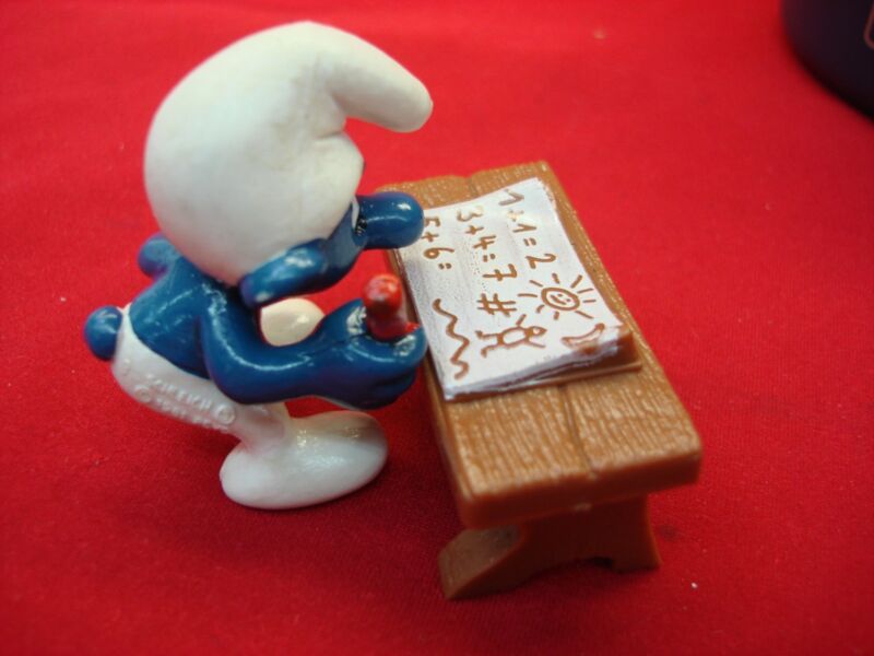 Vintage 1981 Schleich Smurf School Boy Figurine - Cast Vinyl, Nice Condition