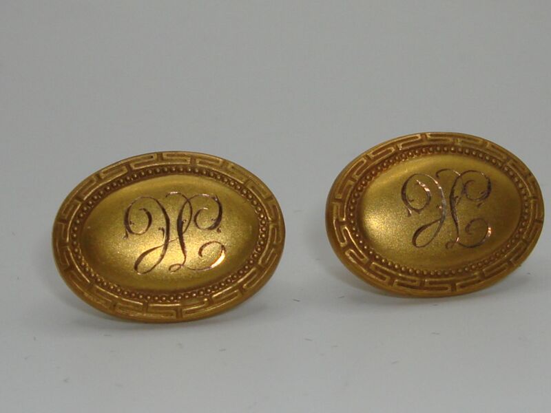 Victorian cufflinks in 14k gold and enamel, signed IK/KO