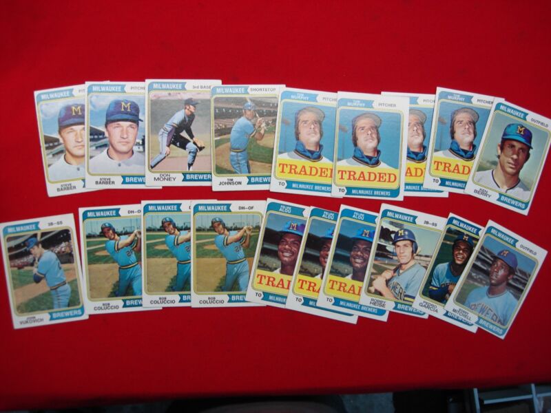Vintage 1974 Topps Milwaukee Brewers baseball card set