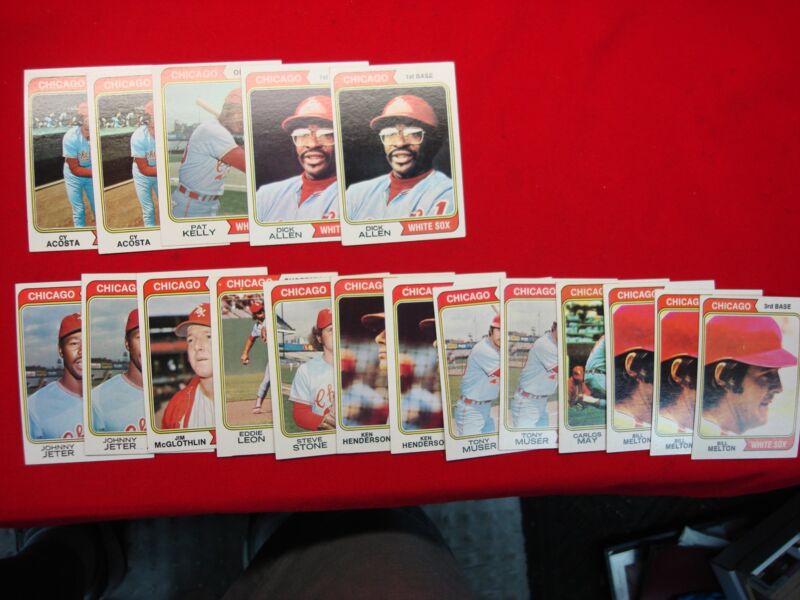 Vintage 1974 Topps Chicago White Sox Baseball Card Lot