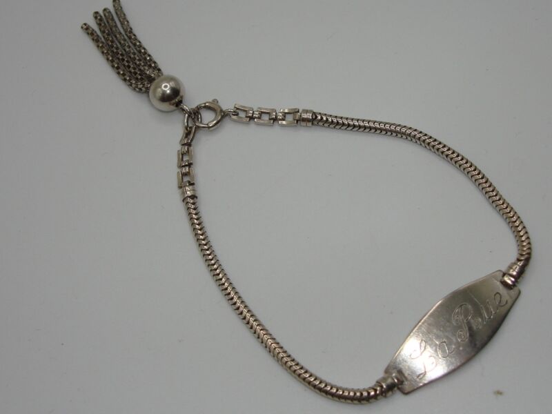 Vintage signed FCC sterling silver snake chain bracelet with 'La Rue' engraving
