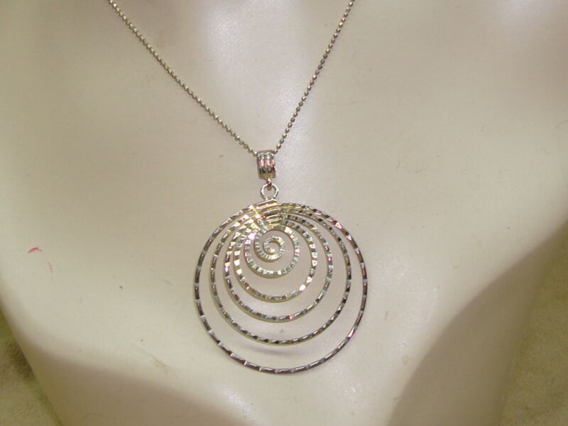 Sterling silver choker necklace with etched swirl design, signed Canada