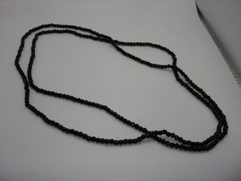 Antique Art Deco Flapper Necklace - Hand-Strung Black Glass Beads