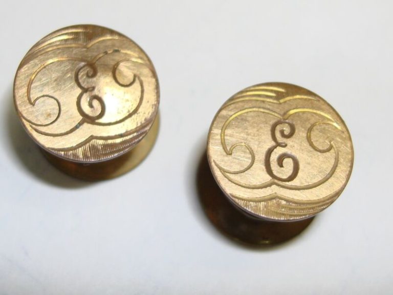 Antique Art Nouveau Baer & Wilde Kum-A-Part Cufflinks (Initial 'E')