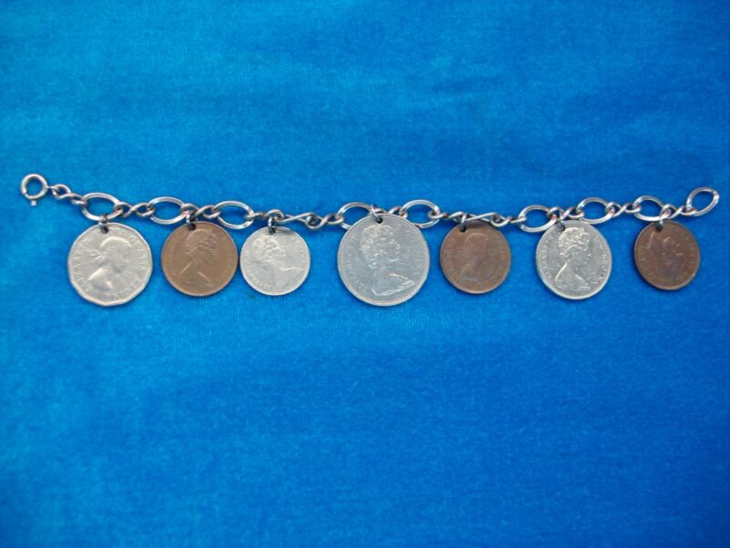 Vintage Canadian Coin Sterling Silver Bracelet (7 Coins)