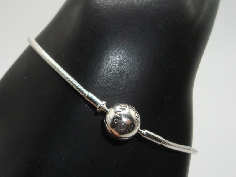 Pandora Essence sterling silver bracelet with logo charm, 7.5 inches, pre-owned excellent condition