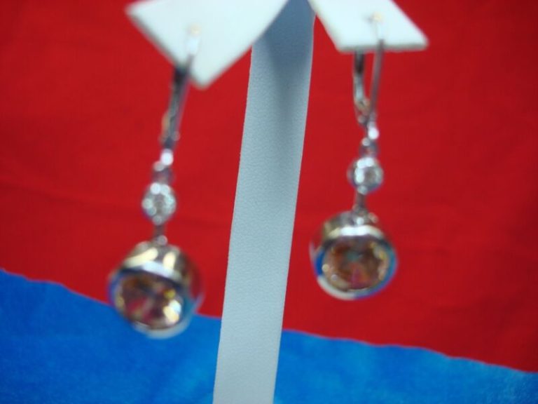 Sparkling sterling silver dangle earrings with colorful CZ stones