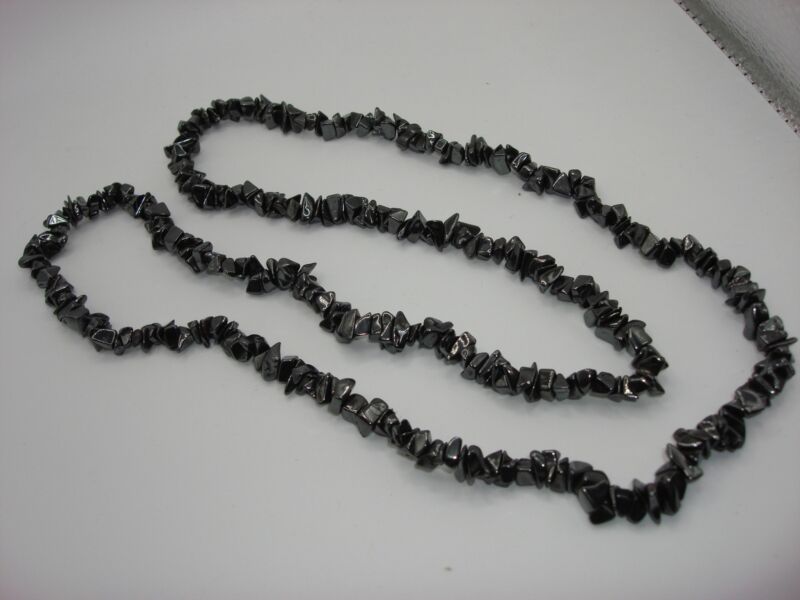 Vintage genuine hematite necklace with polished nugget strand