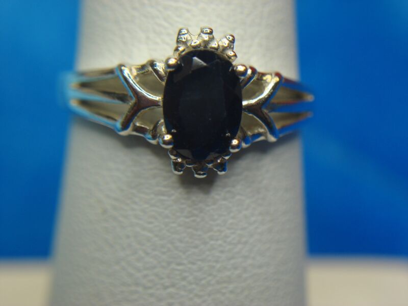 Sterling silver sapphire ring, size 6, pre-owned