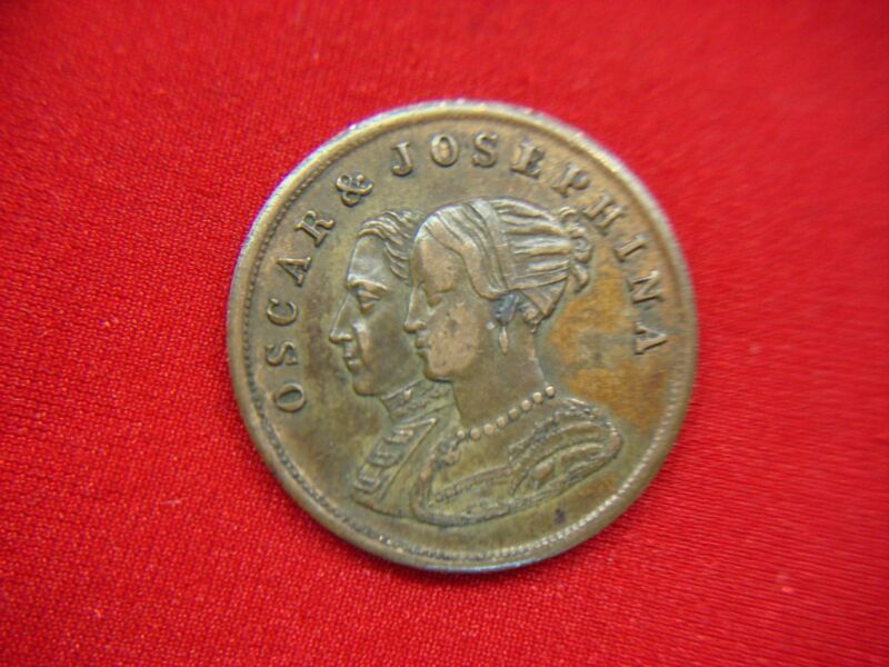 1823 Sweden Oscar & Josephina Bronze Wedding Token - Uncleaned, Historical Artifact
