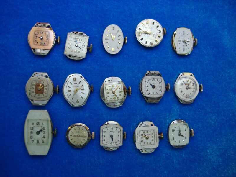 15 Vintage Gold Cased Stem-Wind Watch Movements