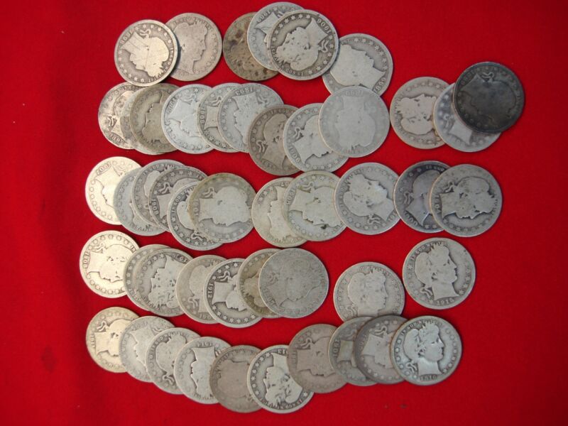 Vintage Barber Quarters (50-Coin Lot) - Circa 1800s