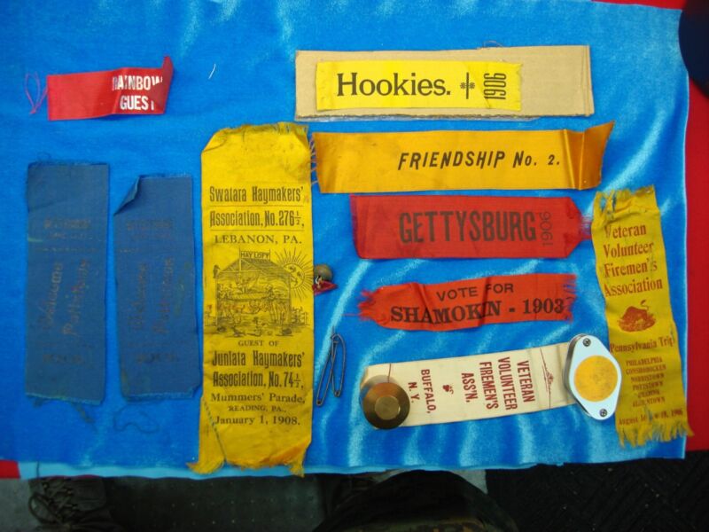 Vintage ribbons - Fire Company, Celebrations & Estate Finds (Lot of 10)