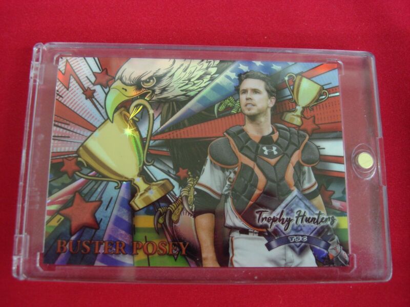 2022 Topps Stadium Club Chrome Buster Posey Trophy Hunters Red Refractor baseball card